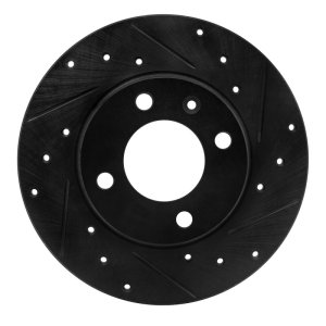 Audi Fox Brake Rotor (1) - Front Right - R1 Concepts - Drilled & Slotted - Black - `73-`05
